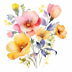 
Watercolor Floral for design card, postcard and textile, flyer