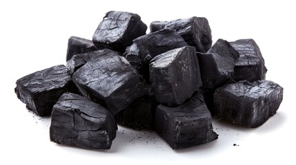 BBQ charcoal briquette. Generative AI - obrazy, fototapety, plakaty