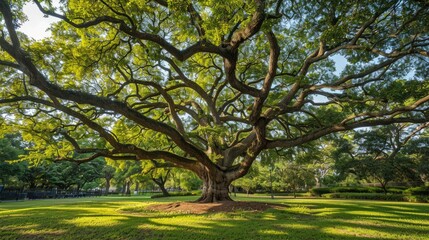 Beautiful tree in park. Generative AI