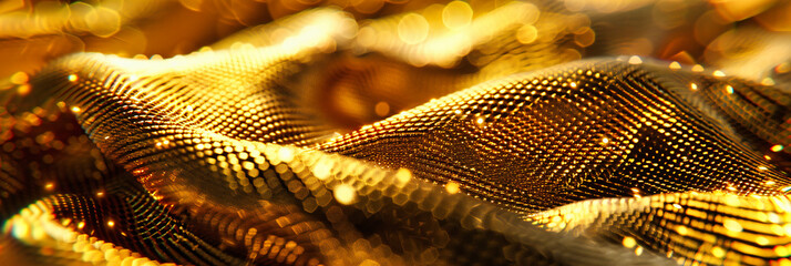 Abstract Golden Wave and Glowing Texture, Bright and Futuristic Design, Elegant and Smooth Energy...