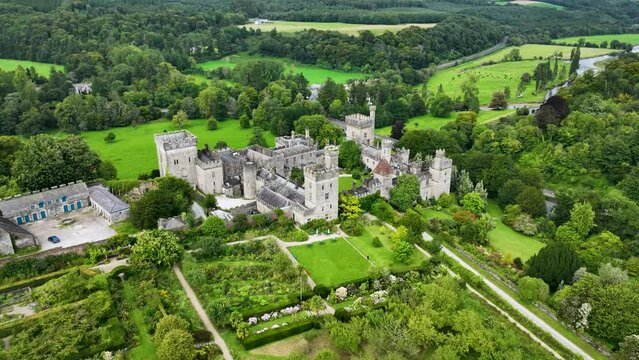 A picturesque castle. Lismore Castle Gardens in 4k