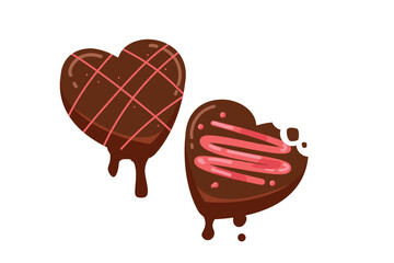 Two Heart-Shaped Chocolates With Pink Decorations | Valentine's Day Series