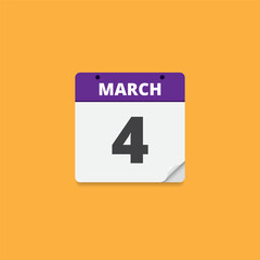 4 March Calendar Date Vector