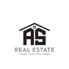 Initial letter AS real estate logo. roofing logo with letter AS. AS home logo