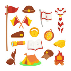 Scout tools element vector illustration set