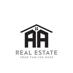 Initial letter AA real estate logo. roofing logo with letter AA. AA home logo