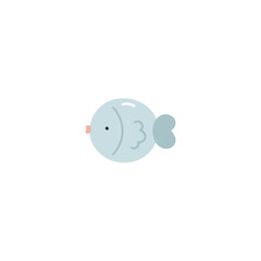 Cute pastel fish. Flat cartoon vector illustration isolated on white background. For card, posters, banners, printing on the pack, printing on clothes, fabric, wallpaper, textile or dishes.