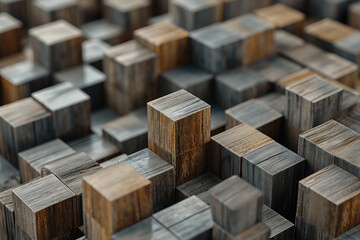 Group of wooden blocks on table