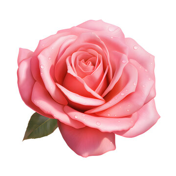 Pink rose flower isolated on white transparent background
