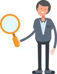 Male Character Holding Magnifier
