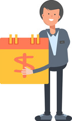 Male Character and Payment Date Calendar
