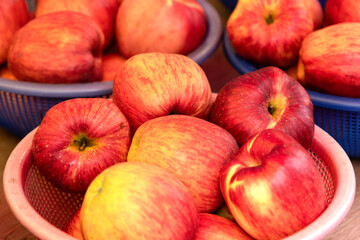 View of the apples on sale in the market