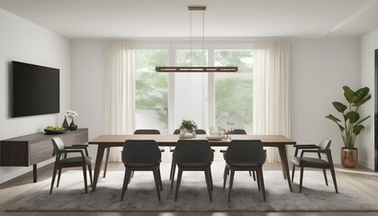 dining room that epitomizes modern style with its clean lines, minimalist design, and ample space for gatherings.