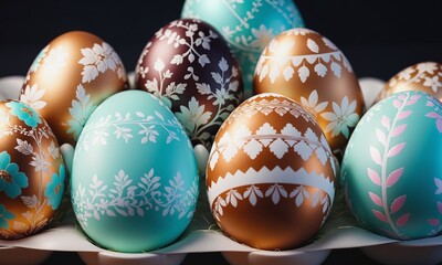 Colorful Decorated Easter Eggs Collection