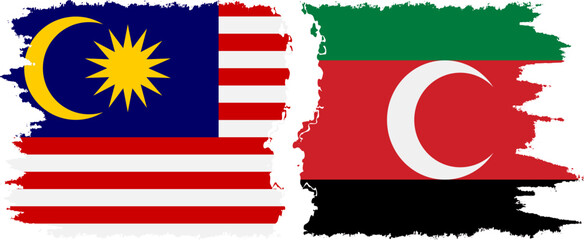 Darfur and Malaysia grunge flags connection vector