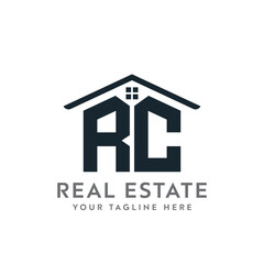 Initial letter RC real estate logo. roofing logo with letter RC. RC home logo
