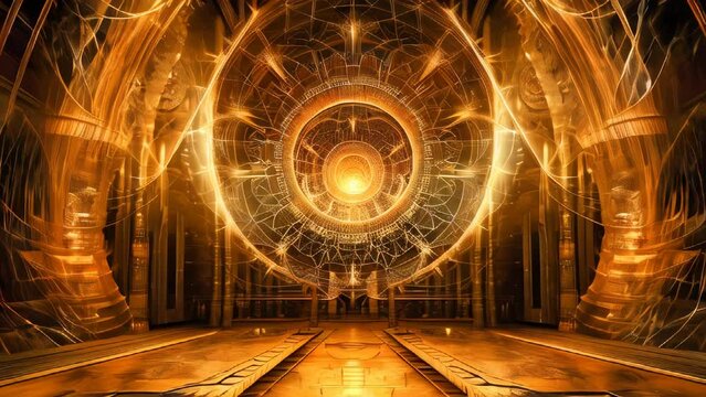 Fantasy big hall in heaven or in a spiritual dimension. Deep spiritual dimensions and life after death concept.