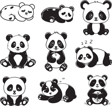 cute panda shilhoutte