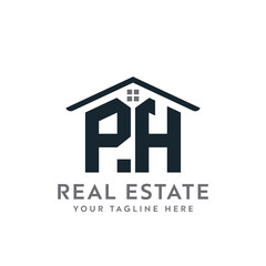 Initial letter PH real estate logo. roofing logo with letter PH. PH home logo