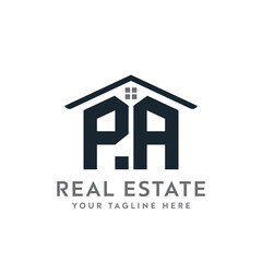 Initial letter PA real estate logo. roofing logo with letter PA. PA home logo