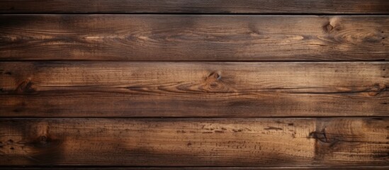 A detailed view of a dark wooden plank wall, showcasing the natural pattern and rustic texture of...