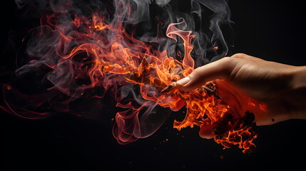 smokes from a cigarette sitting on a dark background. Generative AI