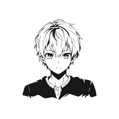 Black and white anime character vector 