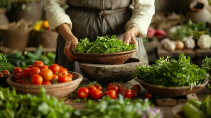 connection between farm cuisine and the revival of traditional cooking methods - obrazy, fototapety, plakaty