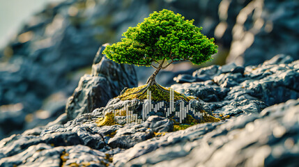 Miniature Bonsai Tree: Japanese Art of Small, Perfectly Formed Trees, Green Nature and Growth Concept