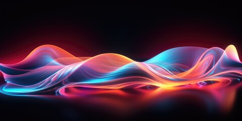 Vibrant abstract fluid waves with neon colors.