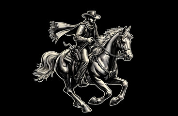 Obraz na płótnie Canvas cowboy with horse and lasso