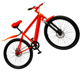 Red Mountain Bike isolated on white, Mountain Bicycle Isolated on White background PNG File.