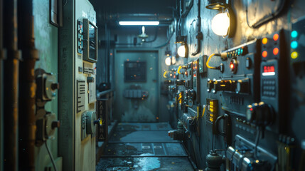 Fototapeta premium A control system used to control the flow of water and the transmission of electrical energy to the electrical network