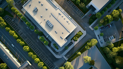 An aerial view of a modern industrial estate - obrazy, fototapety, plakaty