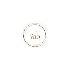 vab creative initial letter flat monogram logo design with White background.Vector logo modern alphabet golden color font style.