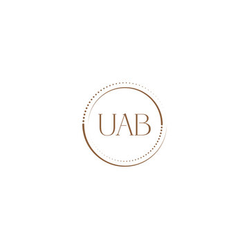 UAB creative initial letter flat monogram logo design with White background.Vector logo modern alphabet golden color font style.