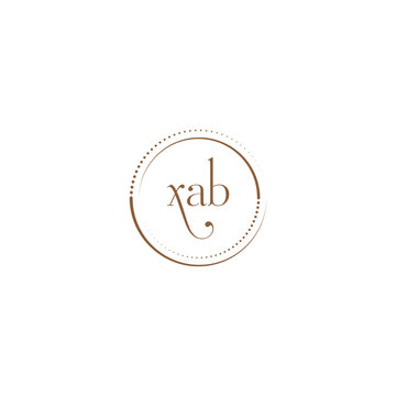 xab creative initial letter flat monogram logo design with White background.Vector logo modern alphabet golden color font style.