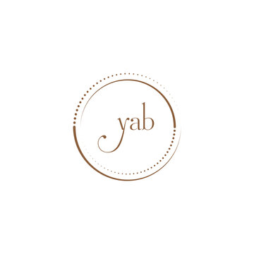 yab creative initial letter flat monogram logo design with White background.Vector logo modern alphabet golden color font style.