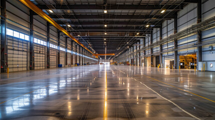 Fototapeta premium Empty factory preparing to install machines