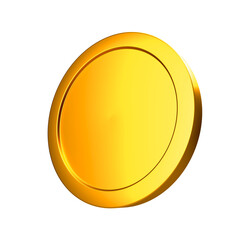 Gold Simple Glossy Coin PNG. Transparent Background