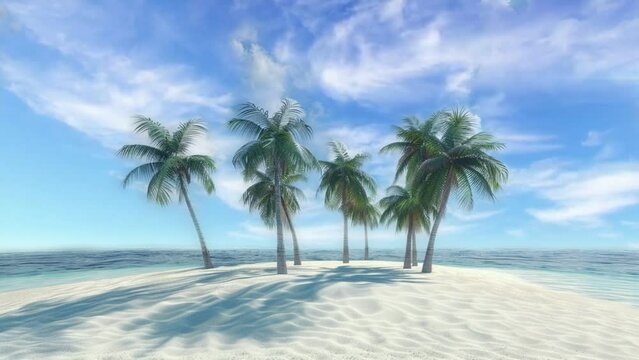palm trees on the beachs  seamless looping 4k animation video background 