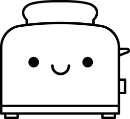 Cute happy smiling toaster character line icon
