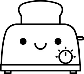 Cute happy smiling toaster character line icon