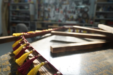 Decorative elements for a yurt, a Kazakh traditional house.