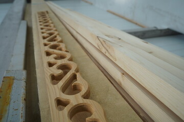 Kazakh national ornament carved from wood. The door of the yurt. The dwelling of the nomads.