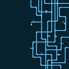 Water pipe system with valves, design for plumbing repair and service