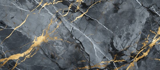 A dark black and shimmering gold marble background with intricate veining and patterns, showcasing a luxurious and elegant aesthetic. The gold tones contrast beautifully against the deep black base,