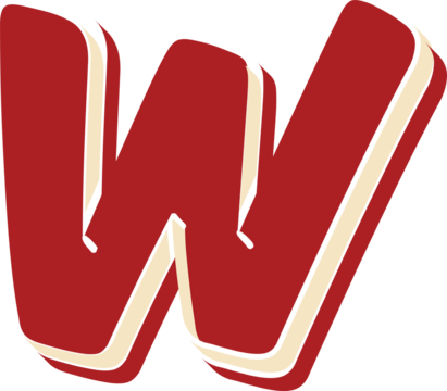 Bold cartoon alphabet letter W