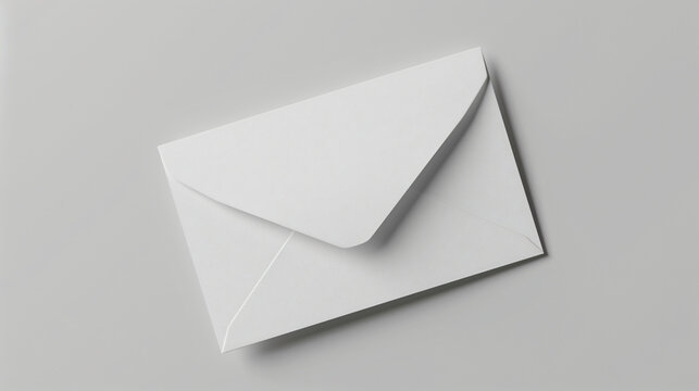 Overhead photo of white envelope isolated on the grey background