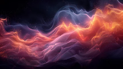 Papier Peint Lavable Ondes fractales 3d illustration of abstract fractal background with wavy flowing energy